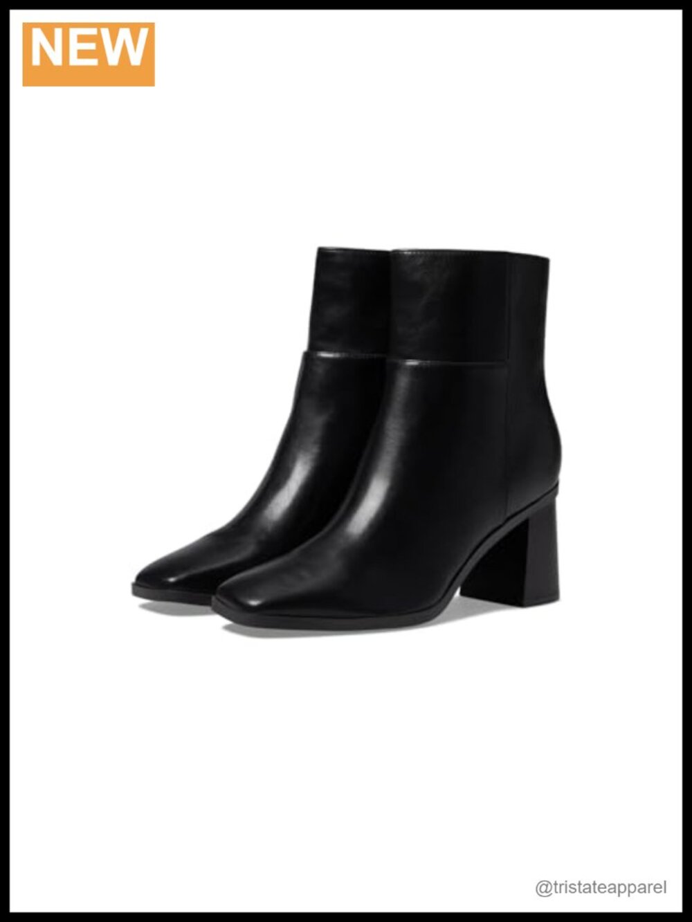 Women's Ankle Bootie Square Toe Faux Leather Block Heel Zip
